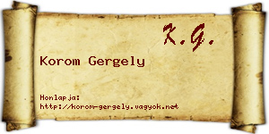 Korom Gergely névjegykártya